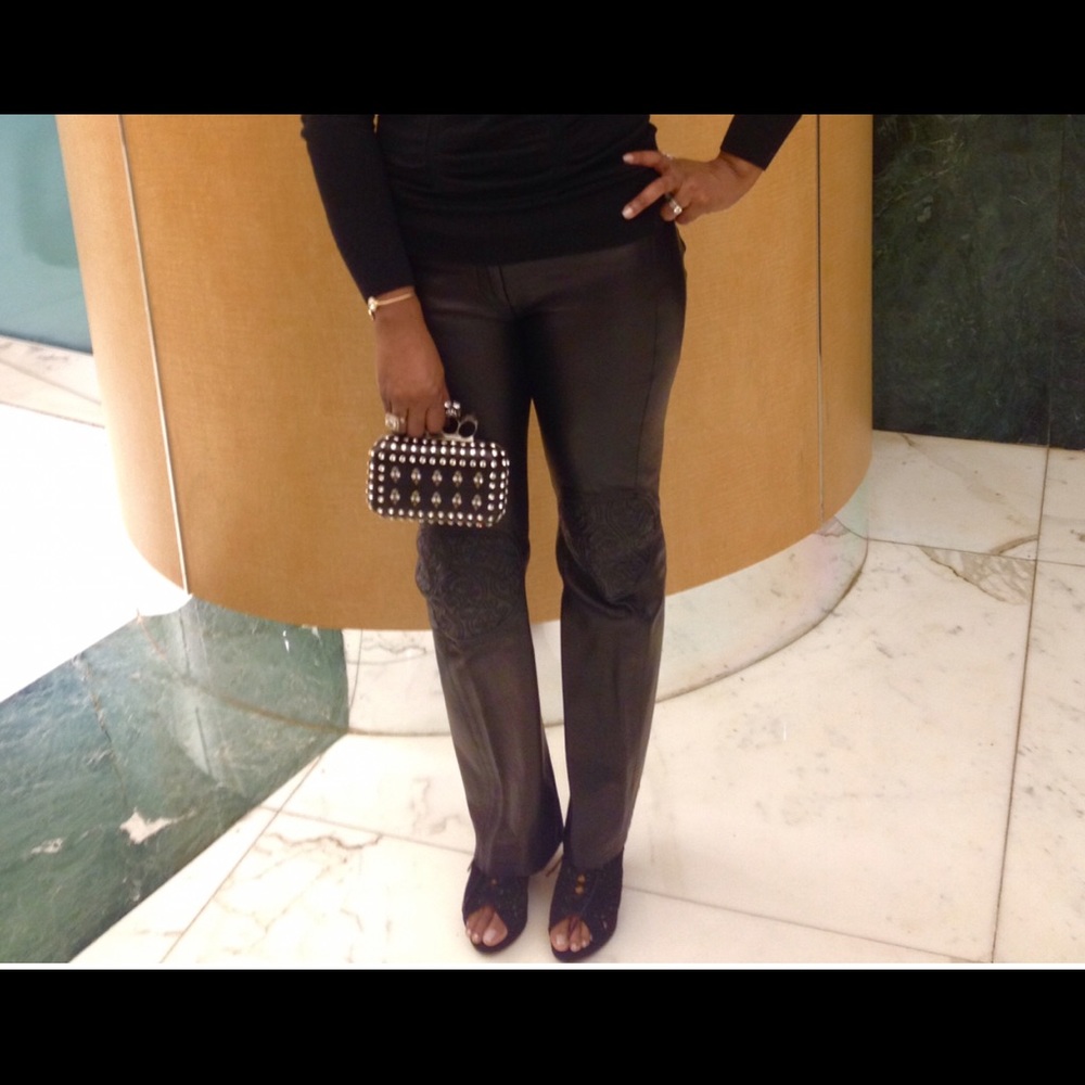 Embossed Leather pants with lining - Picture 2 of 4